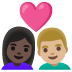 👩🏿‍❤️‍👨🏼 couple with heart: woman, man, dark skin tone, medium-light skin tone display on Google